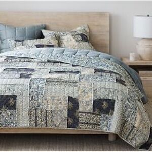 Pottery Barn Delaney Patchwork Quilt, Full/Queen, Blues/Yellow